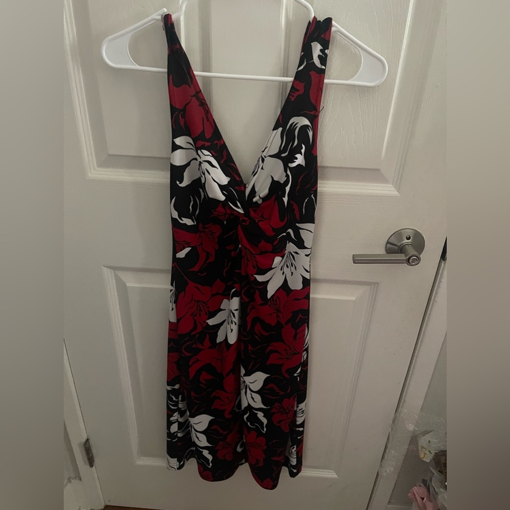 Red and Black Flower Midi Dress size medium